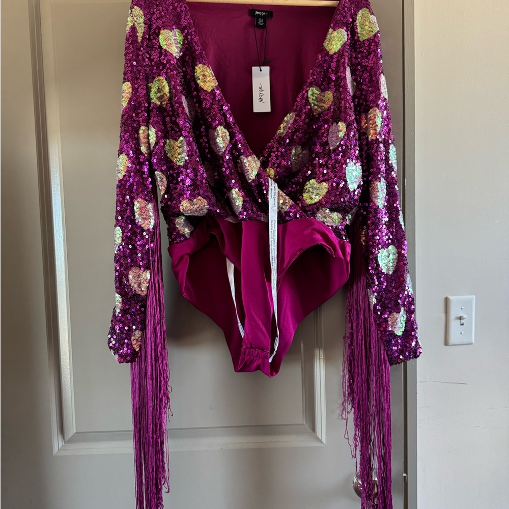NWT - Nasty Gal V-Neck Disco Cowboy Bodysuit - Picture 2 of 4